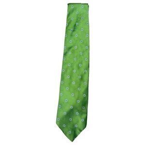 Brooks Brothers Mens Neck Tie Green Blue Floral Printed Formal Pure Silk 61"
